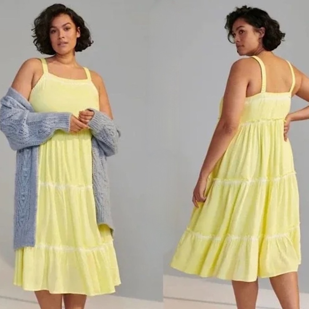 Anthropologie Yellow Midi Dress